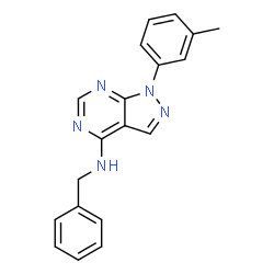 ChemSpider 2D Image | N-Benzyl-1-(3-methylphenyl)-1H-pyrazolo[3,4-d]pyrimidin-4-amine | C19H17N5