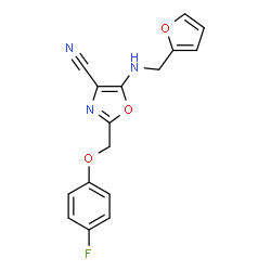 ChemSpider 2D Image | 2-(4-Fluoro-phenoxymethyl)-5-[(furan-2-ylmethyl)-amino]-oxazole-4-carbonitrile | C16H12FN3O3