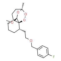 ChemSpider 2D Image | (1S,3R,5aR,9S,9aR)-9-{2-[(4-fluorobenzyl)oxy]ethyl}-1-methoxy-3-methyloctahydro-3,9a-epidioxy-2-benzoxepine | C21H29FO5