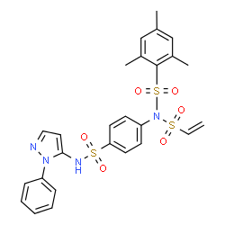 ChemSpider 2D Image | 2,4,6-Trimethyl-N-{4-[(1-phenyl-1H-pyrazol-5-yl)sulfamoyl]phenyl}-N-(vinylsulfonyl)benzenesulfonamide | C26H26N4O6S3