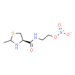 ChemSpider 2D Image | 2-({[(4R)-2-Methyl-1,3-thiazolidin-4-yl]carbonyl}amino)ethyl nitrate | C7H13N3O4S