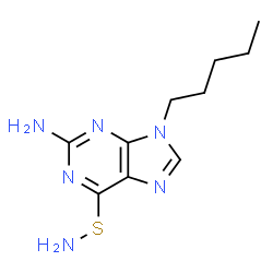 ChemSpider 2D Image | 6-(Aminosulfanyl)-9-pentyl-9H-purin-2-amine | C10H16N6S