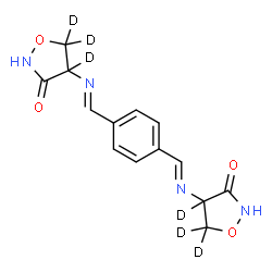 ChemSpider 2D Image | 4,4'-{1,4-Phenylenebis[(E)methylylidene(E)azanylylidene]}bis(4,5,5-~2~H_3_)-1,2-oxazolidin-3-one | C14H8D6N4O4