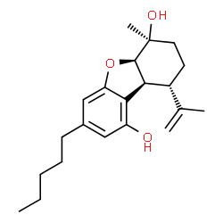 ChemSpider 2D Image | (5aR,6S,9S,9aS)-9-Isopropenyl-6-methyl-3-pentyl-5a,6,7,8,9,9a-hexahydrodibenzo[b,d]furan-1,6-diol | C21H30O3