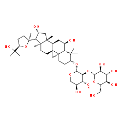 ChemSpider 2D Image | (3alpha,5beta,6beta,8alpha,10alpha,13alpha,14beta,16alpha,17xi,24R)-6,16,25-Trihydroxy-20,24-epoxy-9,19-cyclolanostan-3-yl 2-O-beta-L-glucopyranosyl-beta-L-xylopyranoside | C41H68O14