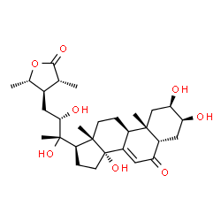 ChemSpider 2D Image | (2alpha,3alpha,5alpha,9beta,10alpha,13alpha,14beta,17alpha,20S,22S,25R,28S)-2,3,14,20,22-Pentahydroxy-26,28-epoxystigmast-7-ene-6,26-dione | C29H44O8