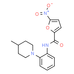 ChemSpider 2D Image | N-[2-(4-Methyl-1-piperidinyl)phenyl]-5-nitro-2-furamide | C17H19N3O4