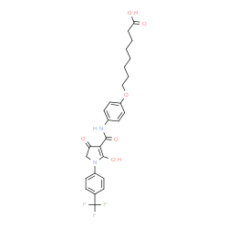 ChemSpider 2D Image | 8-{4-[({2-Hydroxy-4-oxo-1-[4-(trifluoromethyl)phenyl]-4,5-dihydro-1H-pyrrol-3-yl}carbonyl)amino]phenoxy}octanoic acid | C26H27F3N2O6