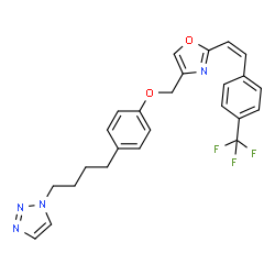 ChemSpider 2D Image | 1-(4-{4-[(2-{(Z)-2-[4-(Trifluoromethyl)phenyl]vinyl}-1,3-oxazol-4-yl)methoxy]phenyl}butyl)-1H-1,2,3-triazole | C25H23F3N4O2
