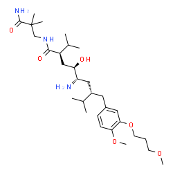 ChemSpider 2D Image | (2R,4R,5S,7S)-5-Amino-N-(3-amino-2,2-dimethyl-3-oxopropyl)-4-hydroxy-2-isopropyl-7-[4-methoxy-3-(3-methoxypropoxy)benzyl]-8-methylnonanamide | C30H53N3O6