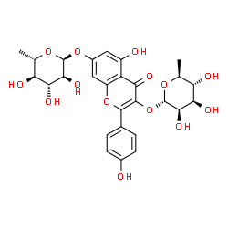 ChemSpider 2D Image | 3-[(6-Deoxy-alpha-L-mannopyranosyl)oxy]-5-hydroxy-2-(4-hydroxyphenyl)-4-oxo-4H-chromen-7-yl 6-deoxy-alpha-L-glucopyranoside | C27H30O14