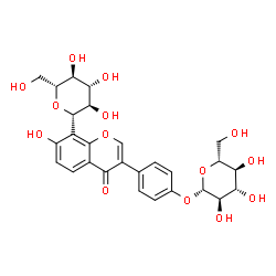 ChemSpider 2D Image | 8-Î²-D-Glucopyranosyl-3-[4-(Î²-D-glucopyranosyloxy)phenyl]-7-hydroxy-4H-1-benzopyran-4-one | C27H30O14