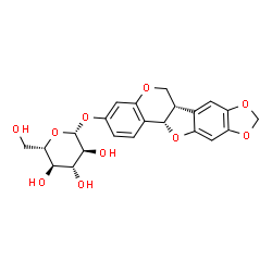 ChemSpider 2D Image | (6aS,12aS)-6a,12a-Dihydro-6H-[1,3]dioxolo[5,6][1]benzofuro[3,2-c]chromen-3-yl beta-L-glucopyranoside | C22H22O10