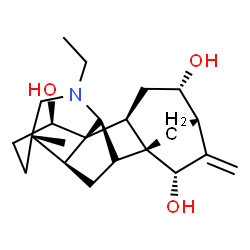 ChemSpider 2D Image | (1S,2S,4S,5S,7S,8S,9S,13S,16R,17S)-11-Ethyl-13-methyl-6-methylene-11-azahexacyclo[7.7.2.1~5,8~.0~1,10~.0~2,8~.0~13,17~]nonadecane-4,7,16-triol | C22H33NO3