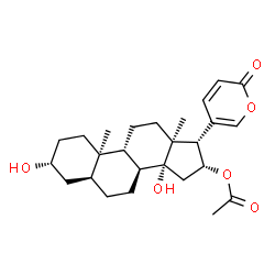 ChemSpider 2D Image | (3alpha,5alpha,8alpha,9beta,10alpha,13alpha,14alpha,16alpha,17alpha)-16-Acetoxy-3,14-dihydroxybufa-20,22-dienolide | C26H36O6