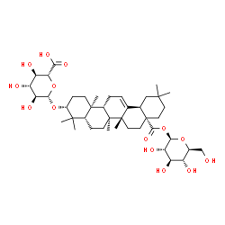 ChemSpider 2D Image | 1-O-[(3alpha,5beta,8alpha,9beta,10alpha,14beta,17alpha,18alpha)-3-(beta-L-Glucopyranuronosyloxy)-28-oxoolean-12-en-28-yl]-beta-L-glucopyranose | C42H66O14