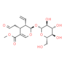 ChemSpider 2D Image | Methyl (2R,3S,4R)-2-(beta-L-glucopyranosyloxy)-4-(2-oxoethyl)-3-vinyl-3,4-dihydro-2H-pyran-5-carboxylate | C17H24O10