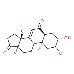 ChemSpider 2D Image | (2alpha,3alpha,5alpha,9beta,10alpha,13alpha,14beta)-2,3,14-Trihydroxyandrost-7-ene-6,17-dione | C19H26O5