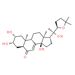 ChemSpider 2D Image | (2alpha,3alpha,5alpha,9beta,10alpha,13alpha,14beta,17alpha,20S,22R)-2,3,14,20-Tetrahydroxy-22,25-epoxycholest-7-en-6-one | C27H42O6