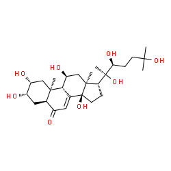 ChemSpider 2D Image | (2alpha,3alpha,5alpha,9beta,10alpha,11beta,13alpha,14beta,17alpha,20S,22S)-2,3,11,14,20,22,25-Heptahydroxycholest-7-en-6-one | C27H44O8