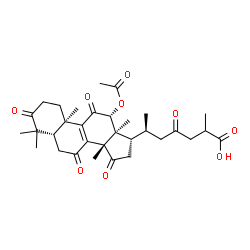 ChemSpider 2D Image | (5beta,10alpha,12alpha,13alpha,14beta,17alpha,20S)-12-Acetoxy-3,7,11,15,23-pentaoxolanost-8-en-26-oic acid | C32H42O9