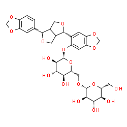 ChemSpider 2D Image | 6-[(1S,4S)-4-(1,3-Benzodioxol-5-yl)tetrahydro-1H,3H-furo[3,4-c]furan-1-yl]-1,3-benzodioxol-5-yl 6-O-beta-D-glucopyranosyl-beta-D-glucopyranoside | C32H38O17