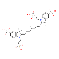 ChemSpider 2D Image | 2-{(1E,3E,5E,7E)-7-[3,3-Dimethyl-5-sulfo-1-(2-sulfoethyl)-1,3-dihydro-2H-indol-2-ylidene]-4-methyl-1,3,5-heptatrien-1-yl}-3,3-dimethyl-5-sulfo-1-(2-sulfoethyl)-3H-indolium | C32H39N2O12S4