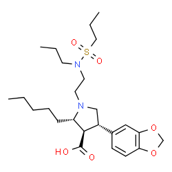 ChemSpider 2D Image | (2S,3R,4S)-4-(1,3-Benzodioxol-5-yl)-2-pentyl-1-{2-[propyl(propylsulfonyl)amino]ethyl}-3-pyrrolidinecarboxylic acid | C25H40N2O6S