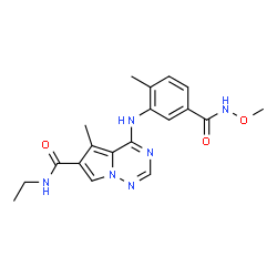 ChemSpider 2D Image | N-ethyl-4-(2-methyl-5-(methoxycarbamoyl)phenylamino)-5-methylpyrrolo(2,1-f)(1,2,4)triazine-6-carboxamide | C19H22N6O3