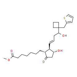 ChemSpider 2D Image | Methyl (11alpha,13E)-11,16-dihydroxy-9-oxo-17-(2-thienylmethyl)-17,20-cycloprost-13-en-1-oate | C26H38O5S