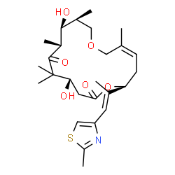ChemSpider 2D Image | (3Z,6S,10S,13R,14S,15S)-10,14-Dihydroxy-3,11,11,13,15-pentamethyl-6-[(1E)-1-(2-methyl-1,3-thiazol-4-yl)-1-propen-2-yl]-1,7-dioxacyclohexadec-3-ene-8,12-dione | C26H39NO6S