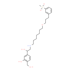 ChemSpider 2D Image | 2-(Hydroxymethyl)-5-{1-hydroxy-2-[(7-{3-[3-(methylsulfonyl)phenyl]propoxy}heptyl)amino]ethyl}phenol | C26H39NO6S