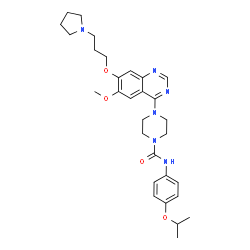 ChemSpider 2D Image | N-(4-Isopropoxyphenyl)-4-{6-methoxy-7-[3-(1-pyrrolidinyl)propoxy]-4-quinazolinyl}-1-piperazinecarboxamide | C30H40N6O4