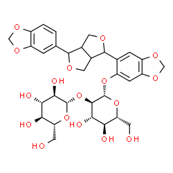 ChemSpider 2D Image | 6-[4-(1,3-Benzodioxol-5-yl)tetrahydro-1H,3H-furo[3,4-c]furan-1-yl]-1,3-benzodioxol-5-yl 2-O-beta-D-glucopyranosyl-beta-D-glucopyranoside | C32H38O17