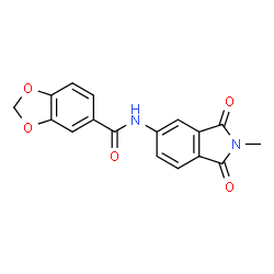 ChemSpider 2D Image | N-(2-Methyl-1,3-dioxo-2,3-dihydro-1H-isoindol-5-yl)-1,3-benzodioxole-5-carboxamide | C17H12N2O5