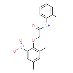 ChemSpider 2D Image | 2-(2,4-Dimethyl-6-nitrophenoxy)-N-(2-fluorophenyl)acetamide | C16H15FN2O4