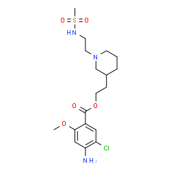 ChemSpider 2D Image | 2-(1-{2-[(Methylsulfonyl)amino]ethyl}-3-piperidinyl)ethyl 4-amino-5-chloro-2-methoxybenzoate | C18H28ClN3O5S