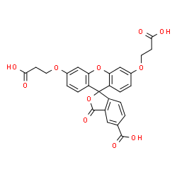 ChemSpider 2D Image | 3',6'-Bis(2-carboxyethoxy)-3-oxo-3H-spiro[2-benzofuran-1,9'-xanthene]-5-carboxylic acid | C27H20O11
