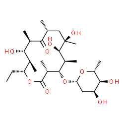 ChemSpider 2D Image | (3R,4S,5R,6R,7R,9R,11R,12S,13R,14R)-4-{[(2R,4S,5S,6R)-4,5-Dihydroxy-6-methyltetrahydro-2H-pyran-2-yl]oxy}-14-ethyl-6,7,12-trihydroxy-3,5,7,9,11,13-hexamethyloxacyclotetradecane-2,10-dione (non-preferr
ed name) | C27H48O10