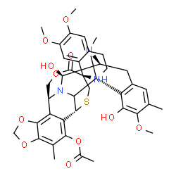 ChemSpider 2D Image | (1R,1'R,3'R,11'S,12'S,14'S)-5',12'-Dihydroxy-6,6',7-trimethoxy-7',21',30'-trimethyl-27'-oxo-3,4-dihydro-2H-spiro[isoquinoline-1,26'-[17,19,28]trioxa[24]thia[13,30]diazaheptacyclo[12.9.6.1~3,11~.0~2,13
~.0~4,9~.0~15,23~.0~16,20~]triaconta[4,6,8,15,20,22]hexaen]-22'-yl acetate | C40H45N3O11S