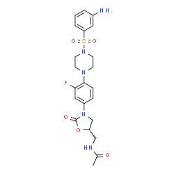 ChemSpider 2D Image | N-{[(5S)-3-(4-{4-[(3-Aminophenyl)sulfonyl]-1-piperazinyl}-3-fluorophenyl)-2-oxo-1,3-oxazolidin-5-yl]methyl}acetamide | C22H26FN5O5S