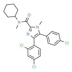 ChemSpider 2D Image | 5-(4-Chlorophenyl)-N-cyclohexyl-4-(2,4-dichlorophenyl)-N,1-dimethyl-1H-imidazole-2-carboxamide | C24H24Cl3N3O