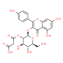 ChemSpider 2D Image | 5,7-Dihydroxy-2-(4-hydroxyphenyl)-4-oxo-4H-chromen-3-yl 2-O-(carboxyacetyl)-beta-L-glucopyranoside | C24H22O14