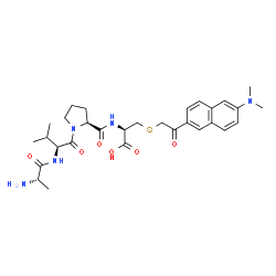 ChemSpider 2D Image | L-Alanyl-L-valyl-L-prolyl-S-{2-[6-(dimethylamino)-2-naphthyl]-2-oxoethyl}-L-cysteine | C30H41N5O6S