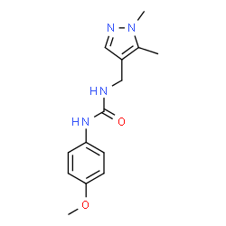 ChemSpider 2D Image | 1-[(1,5-Dimethyl-1H-pyrazol-4-yl)methyl]-3-(4-methoxyphenyl)urea | C14H18N4O2