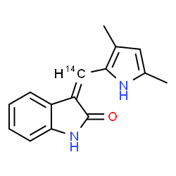 ChemSpider 2D Image | (3Z)-3-[(3,5-Dimethyl-1H-pyrrol-2-yl)(~14~C)methylene]-1,3-dihydro-2H-indol-2-one | C1414CH14N2O