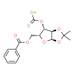 ChemSpider 2D Image | 5-O-Benzoyl-1,2-O-isopropylidene-3-O-(sulfanylcarbonothioyl)-alpha-D-xylofuranose | C16H18O6S2