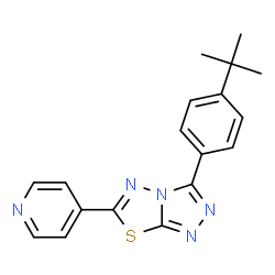 ChemSpider 2D Image | 3-[4-(2-Methyl-2-propanyl)phenyl]-6-(4-pyridinyl)[1,2,4]triazolo[3,4-b][1,3,4]thiadiazole | C18H17N5S