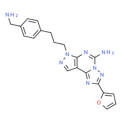 ChemSpider 2D Image | 7-{3-[4-(Aminomethyl)phenyl]propyl}-2-(2-furyl)-7H-pyrazolo[4,3-e][1,2,4]triazolo[1,5-c]pyrimidin-5-amine | C20H20N8O