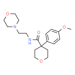 ChemSpider 2D Image | 4-(4-Methoxyphenyl)-N-[2-(4-morpholinyl)ethyl]tetrahydro-2H-pyran-4-carboxamide | C19H28N2O4